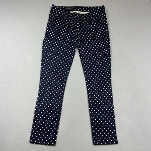 J Crew Womens Polka Dot Print Toothpick Jeans Size 26 Dark Navy Stretch
